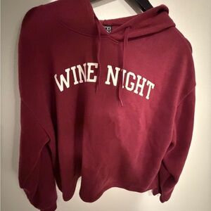 Modern Lux Burgundy 'Wine Night' Cropped Hoodie